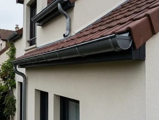 Après : gouttière neuve et façade redevenue propre